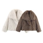 画像1: Faux Fur Eco Fur Mongolian Fur Custom Long Sleeve Winter Warm Fur Coat エコファー フェイクファー モンゴリアンファー ショート丈 ジャケットコート (1)
