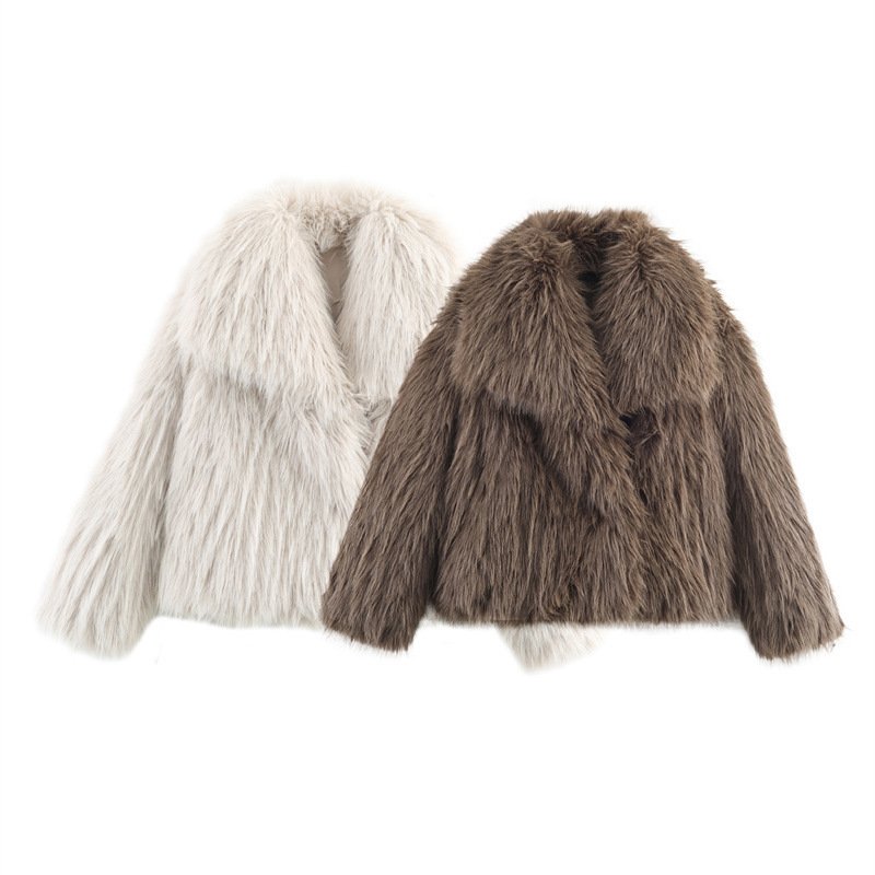 画像1: Faux Fur Eco Fur Mongolian Fur Custom Long Sleeve Winter Warm Fur Coat エコファー フェイクファー モンゴリアンファー ショート丈 ジャケットコート (1)