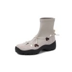 画像3: Thick-soled cross-strap rubber ankle boots  厚底クロスストラップラバーブーツ ショートアンクルブーツ  (3)