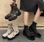 画像10: Thick-soled cross-strap rubber ankle boots  厚底クロスストラップラバーブーツ ショートアンクルブーツ  (10)