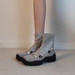 画像6: Thick-soled cross-strap rubber ankle boots  厚底クロスストラップラバーブーツ ショートアンクルブーツ  (6)