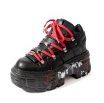 画像1: Unisex Metallic and graphic painted leather lace-up boots 男女兼用ユニセックスメタリック&グラフィックペイントレースアップハイカットブーツデザートブーツマーティンブーツ (1)