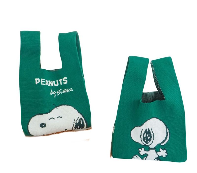 画像5: Snoopy knit tote drawstring bag スヌーピーニットトート巾着バッグ トートバッグ (5)