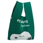 画像2: Snoopy knit tote drawstring bag スヌーピーニットトート巾着バッグ トートバッグ (2)