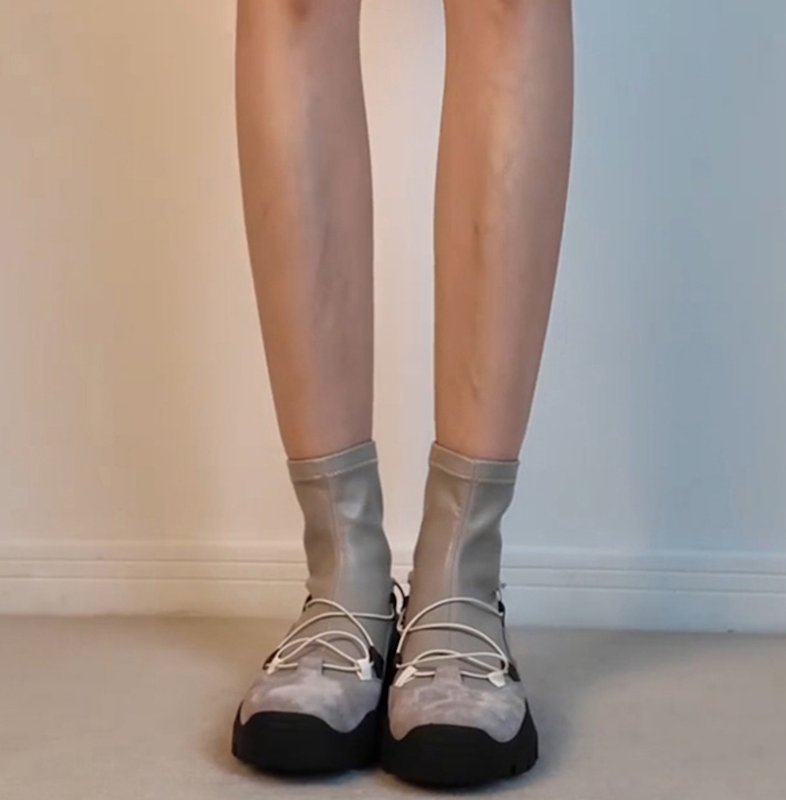画像9: Thick-soled cross-strap rubber ankle boots  厚底クロスストラップラバーブーツ ショートアンクルブーツ  (9)