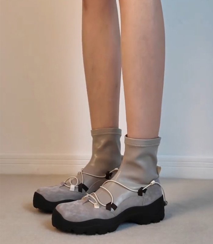 画像8: Thick-soled cross-strap rubber ankle boots  厚底クロスストラップラバーブーツ ショートアンクルブーツ  (8)