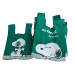 画像4: Snoopy knit tote drawstring bag スヌーピーニットトート巾着バッグ トートバッグ (4)