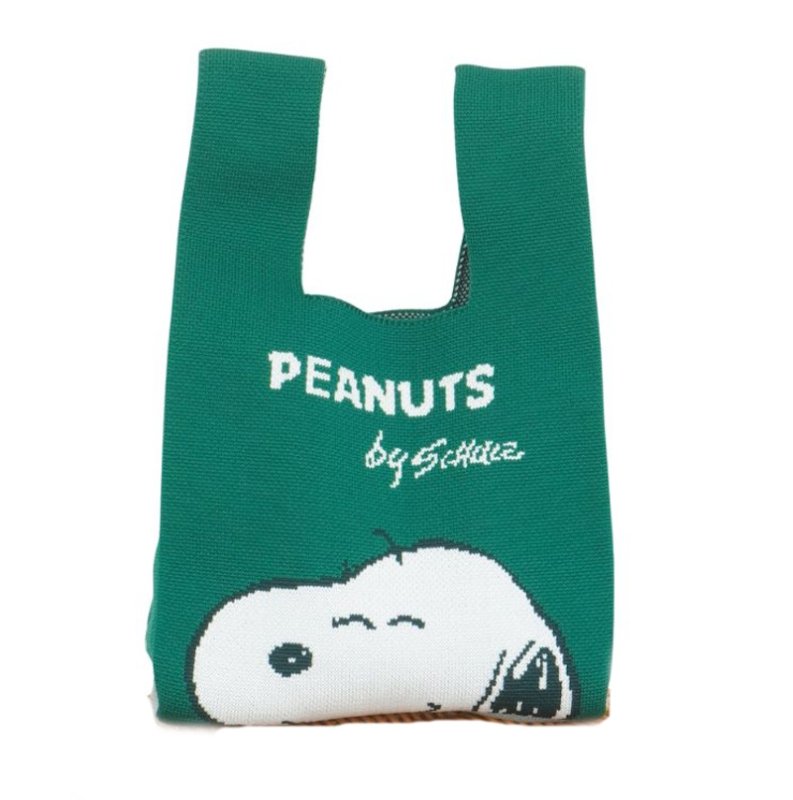 画像6: Snoopy knit tote drawstring bag スヌーピーニットトート巾着バッグ トートバッグ (6)