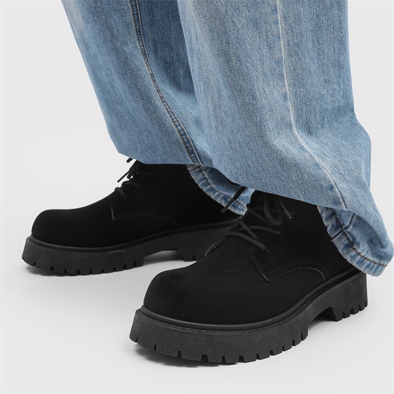 画像3: Unisex High-top lace-up leather derby desert boots 男女兼用ユニセックスレザーレースアップハイカットブーツデザートブーツマーティンブーツ (3)