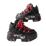画像2: Unisex Metallic and graphic painted leather lace-up boots 男女兼用ユニセックスメタリック&グラフィックペイントレースアップハイカットブーツデザートブーツマーティンブーツ (2)