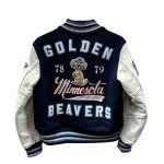 画像4: Golden Beavers  embroidery jacket Jumper stadium jacket ユニセックス 男女兼用ゴールデンビーバー  刺繍  スタジャン ジャケット MA1 ブルゾン  (4)