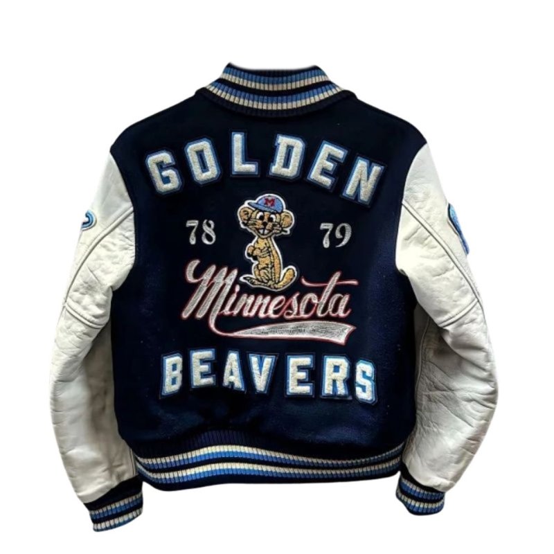 画像4: Golden Beavers  embroidery jacket Jumper stadium jacket ユニセックス 男女兼用ゴールデンビーバー  刺繍  スタジャン ジャケット MA1 ブルゾン  (4)