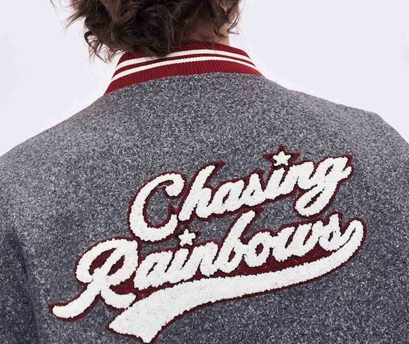 画像5: RFSD Letter logo  embroidery jacket Jumper stadium jacket ユニセックス 男女兼用RFSDレターロゴ 刺繍バイカラー  スタジャン ジャケット MA1 ブルゾン  (5)