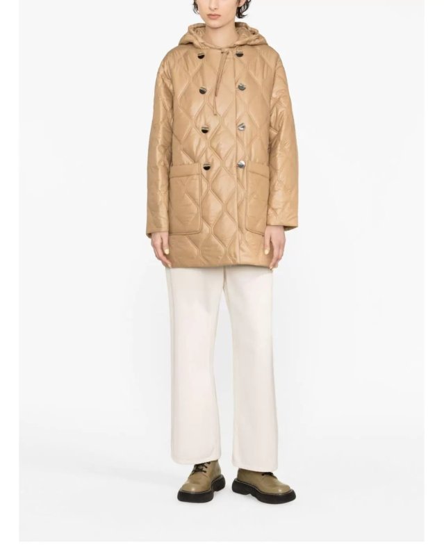 画像3: Diamond quilted down hooded coat jacket ダイヤモンドキルティングダウンフーディコートジャケット (3)