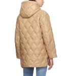 画像2: Diamond quilted down hooded coat jacket ダイヤモンドキルティングダウンフーディコートジャケット (2)