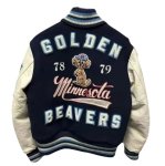 画像1: Golden Beavers  embroidery jacket Jumper stadium jacket ユニセックス 男女兼用ゴールデンビーバー  刺繍  スタジャン ジャケット MA1 ブルゾン  (1)
