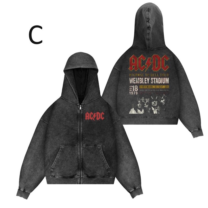 画像4: Unisex 80s AC/DC rock band washed hoodie   男女兼用 ユニセックス80年ACDCロックバンドウォッシュフーディパーカー (4)