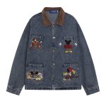 画像1: Mickey Mouse pocket embroidered denim jacket ユニセックス 男女兼用 ミッキーマウスポケット刺繍デニムジャケットGジャンコート (1)