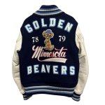 画像3: Golden Beavers  embroidery jacket Jumper stadium jacket ユニセックス 男女兼用ゴールデンビーバー  刺繍  スタジャン ジャケット MA1 ブルゾン  (3)