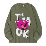 画像4: unisex Washed old letter bear print long-sleeved T-shirt   ユニセックスウォッシュオールドレターベアプリントヴィンテージスタイル 長袖ラウンドネック Tシャツ  バンドT (4)