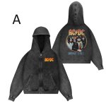 画像2: Unisex 80s AC/DC rock band washed hoodie   男女兼用 ユニセックス80年ACDCロックバンドウォッシュフーディパーカー (2)