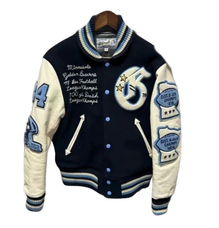 画像2: Golden Beavers  embroidery jacket Jumper stadium jacket ユニセックス 男女兼用ゴールデンビーバー  刺繍  スタジャン ジャケット MA1 ブルゾン  (2)