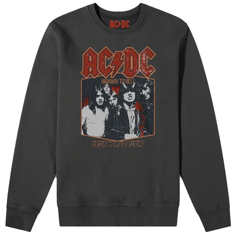 画像4: Unisex ACDC 1979 Tour Sweatshirt Band Vintage Style Sweat Shirts Pullover  ACDCバンド1979 ヴィンテージスタイル 古着風 ヴィンテージ風 プリント スウェット トレーナー ユニセックス 男女兼用 バンド (4)