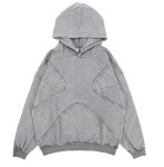 画像1: Unisex Reverse Car Design Work Unsolid Color Hoodie  ユニセックス男女兼用リバースカーデザインワークユンソリッドカラーフーディスウェットパーカー  (1)