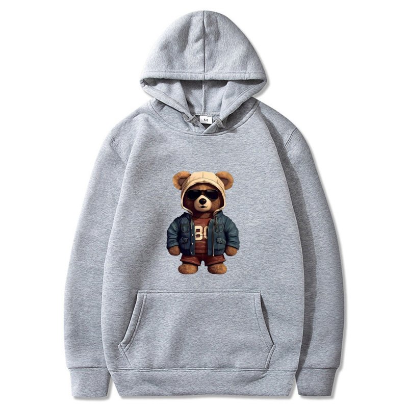 画像4: Unisex Stylish Handsome Bear Print  Hoodie  sweatshirt  ユニセックス男女兼用おしゃれハンサムベア熊フーディスウェットパーカー  (4)