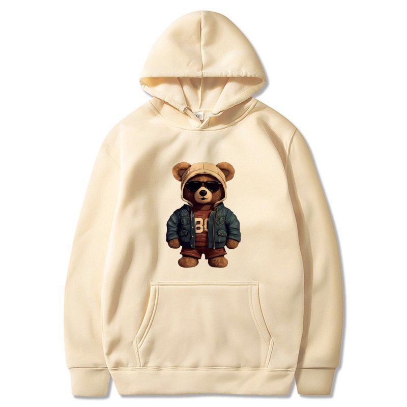画像1: Unisex Stylish Handsome Bear Print  Hoodie  sweatshirt  ユニセックス男女兼用おしゃれハンサムベア熊フーディスウェットパーカー  (1)