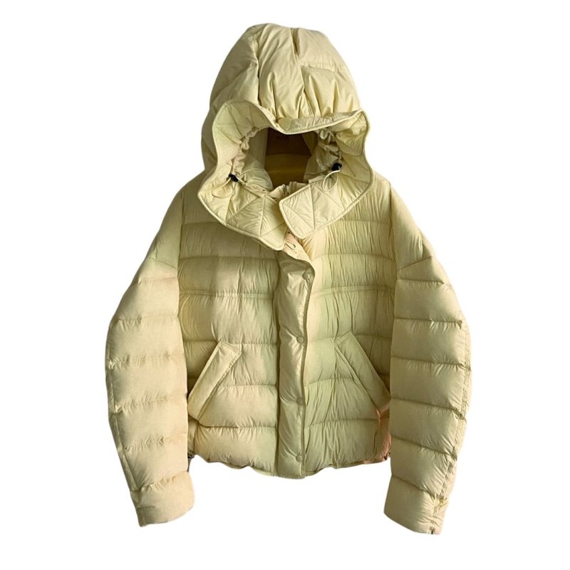 画像14: White duck down hooded puffer jacket with frill and puff sleeves coat  ホワイトダッグフリルフーディパフスリーブダウンジャケットコート (14)