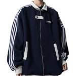 画像2: 3-line baseball sweatshirt jacket stadium jacket ユニセックス 男女兼用 3ラインベースボールスウェットジャケット スタジャン ブルゾン  (2)