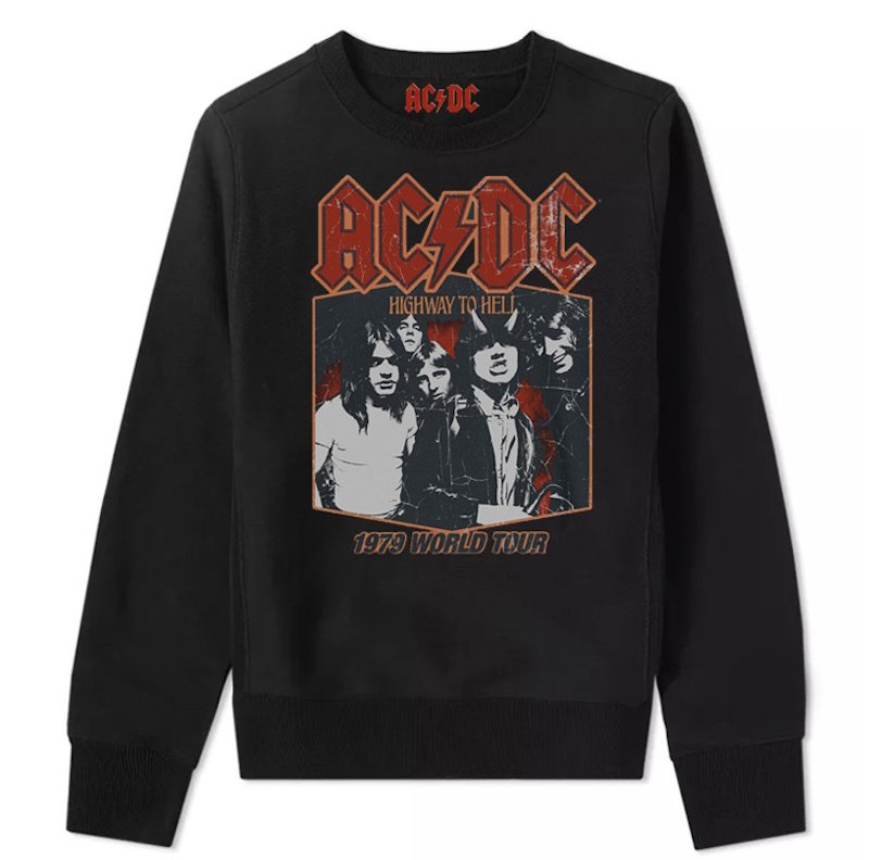 画像2: Unisex ACDC 1979 Tour Sweatshirt Band Vintage Style Sweat Shirts Pullover  ACDCバンド1979 ヴィンテージスタイル 古着風 ヴィンテージ風 プリント スウェット トレーナー ユニセックス 男女兼用 バンド (2)