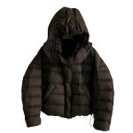 画像18: White duck down hooded puffer jacket with frill and puff sleeves coat  ホワイトダッグフリルフーディパフスリーブダウンジャケットコート (18)