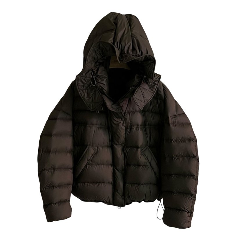 画像18: White duck down hooded puffer jacket with frill and puff sleeves coat  ホワイトダッグフリルフーディパフスリーブダウンジャケットコート (18)
