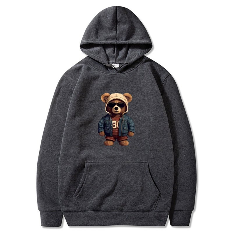 画像2: Unisex Stylish Handsome Bear Print  Hoodie  sweatshirt  ユニセックス男女兼用おしゃれハンサムベア熊フーディスウェットパーカー  (2)