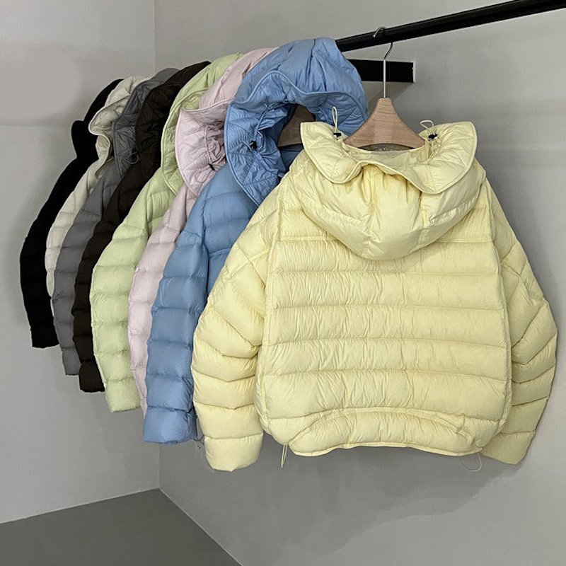 画像20: White duck down hooded puffer jacket with frill and puff sleeves coat  ホワイトダッグフリルフーディパフスリーブダウンジャケットコート (20)