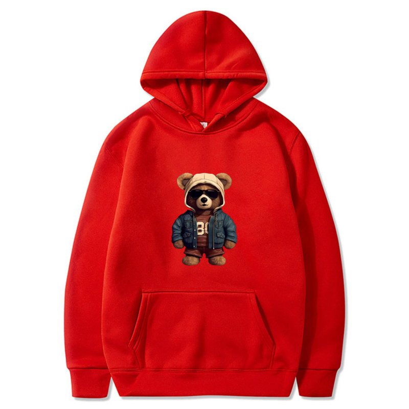 画像7: Unisex Stylish Handsome Bear Print  Hoodie  sweatshirt  ユニセックス男女兼用おしゃれハンサムベア熊フーディスウェットパーカー  (7)