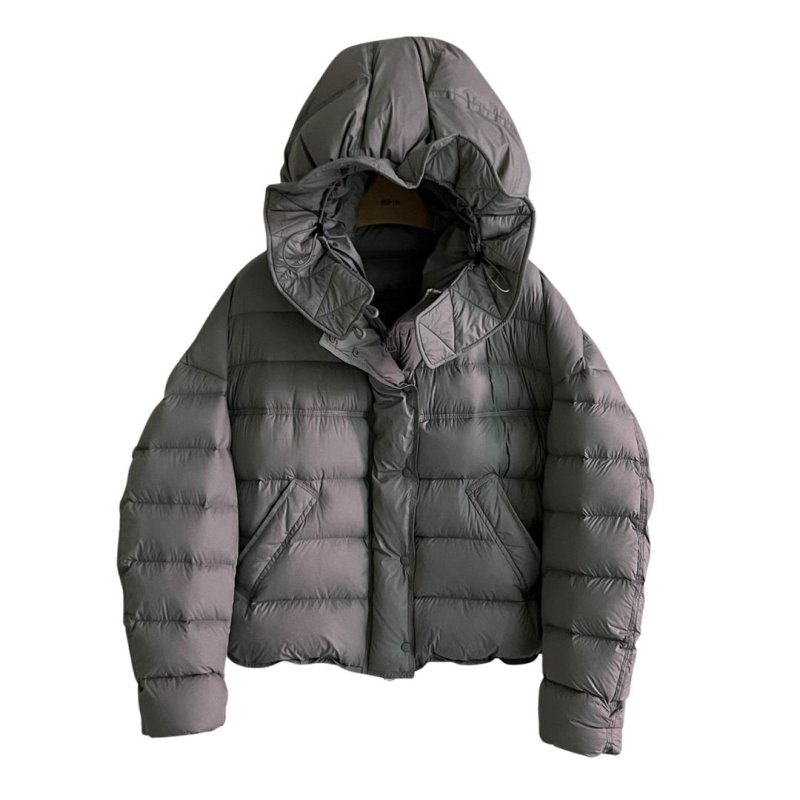 画像13: White duck down hooded puffer jacket with frill and puff sleeves coat  ホワイトダッグフリルフーディパフスリーブダウンジャケットコート (13)