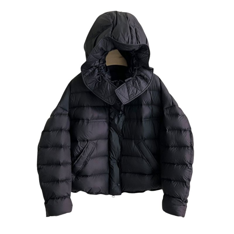 画像15: White duck down hooded puffer jacket with frill and puff sleeves coat  ホワイトダッグフリルフーディパフスリーブダウンジャケットコート (15)