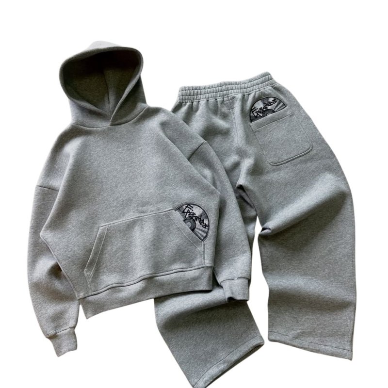 画像2: Vintage Street CD Embroidered Pullover Hoodie & Sweatpants Set ユニセックス男女兼用 ヴィンテージストリートCD刺繍フーディスウェットセットアップ スウェット&パンツ (2)