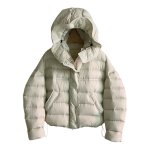 画像17: White duck down hooded puffer jacket with frill and puff sleeves coat  ホワイトダッグフリルフーディパフスリーブダウンジャケットコート (17)