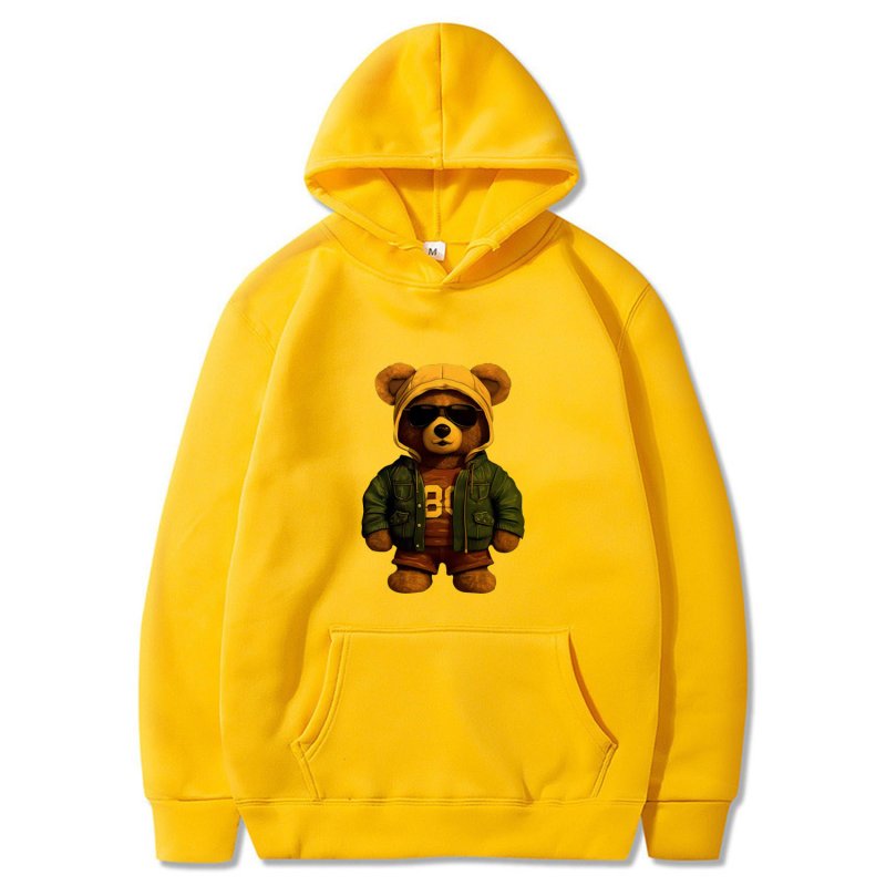 画像5: Unisex Stylish Handsome Bear Print  Hoodie  sweatshirt  ユニセックス男女兼用おしゃれハンサムベア熊フーディスウェットパーカー  (5)