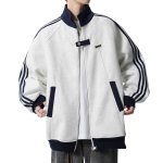 画像1: 3-line baseball sweatshirt jacket stadium jacket ユニセックス 男女兼用 3ラインベースボールスウェットジャケット スタジャン ブルゾン  (1)