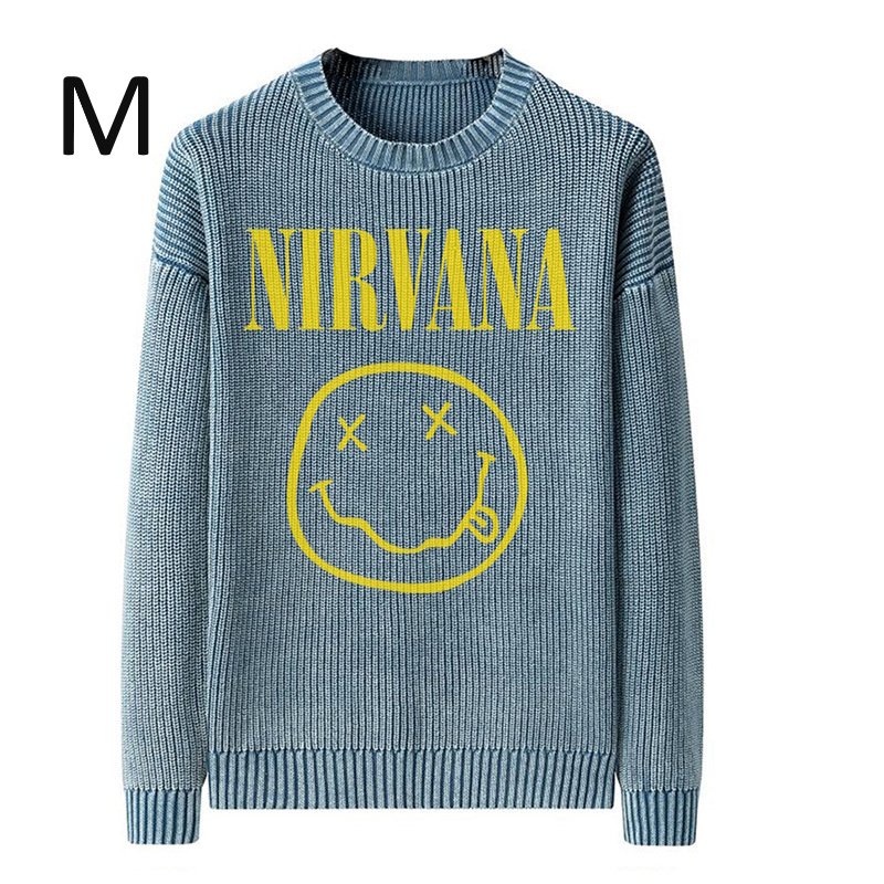 画像14: Unisex Nirvana Wash Retro Crew Neck Cotton Blend Sweater  ニルヴァーナバンドフォト&グラフィックヴィンテージスタイルプリント セーターニットトレーナー ユニセックス 男女兼用  (14)