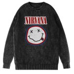 画像1: Unisex Nirvana Wash Retro Crew Neck Cotton Blend Sweater  ニルヴァーナバンドフォト&グラフィックヴィンテージスタイルプリント セーターニットトレーナー ユニセックス 男女兼用  (1)