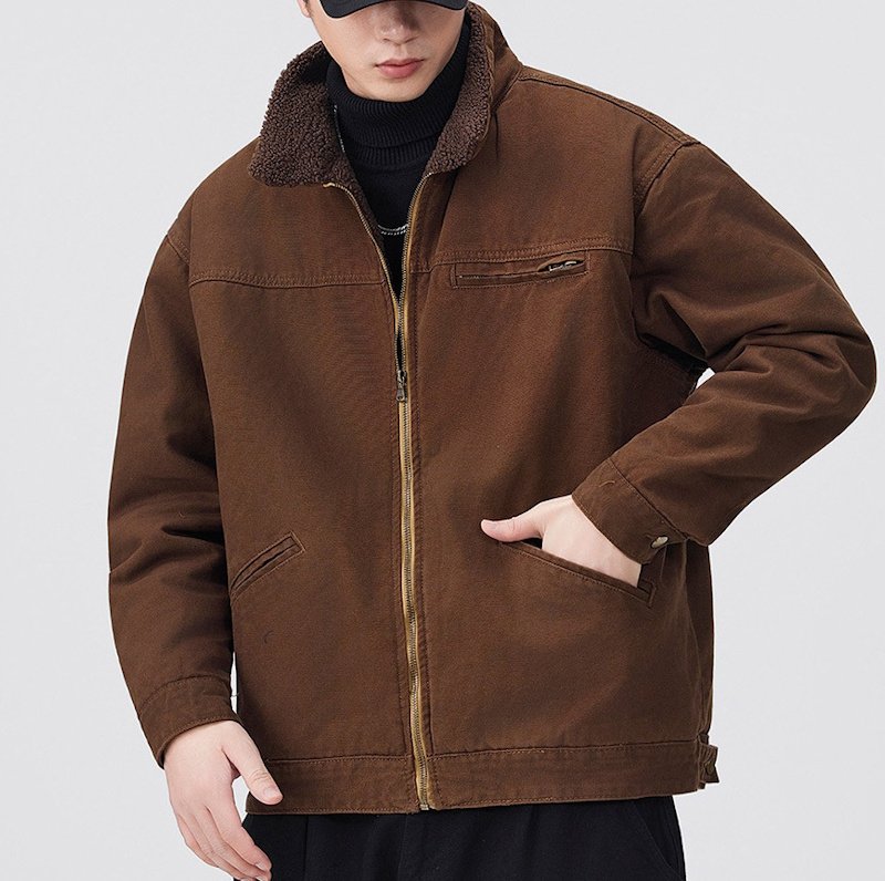 画像3: Heavyweight lamb's wool thick workwear denim cotton jacket Jumper  ユニセックス 男女兼用ヘビーウェイトデニムジャケットGジャン ブルゾン  (3)