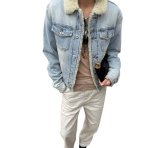 画像7: Lambswool collar and quilted lining check pattern Denim G-jacket ラムス襟&裏キルティングチェック柄 デニムGジャンジャケットコート (7)