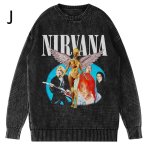 画像11: Unisex Nirvana Wash Retro Crew Neck Cotton Blend Sweater  ニルヴァーナバンドフォト&グラフィックヴィンテージスタイルプリント セーターニットトレーナー ユニセックス 男女兼用  (11)