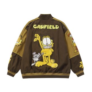 Soccer Garfield embroidered leather stadium jacket ユニセックス
